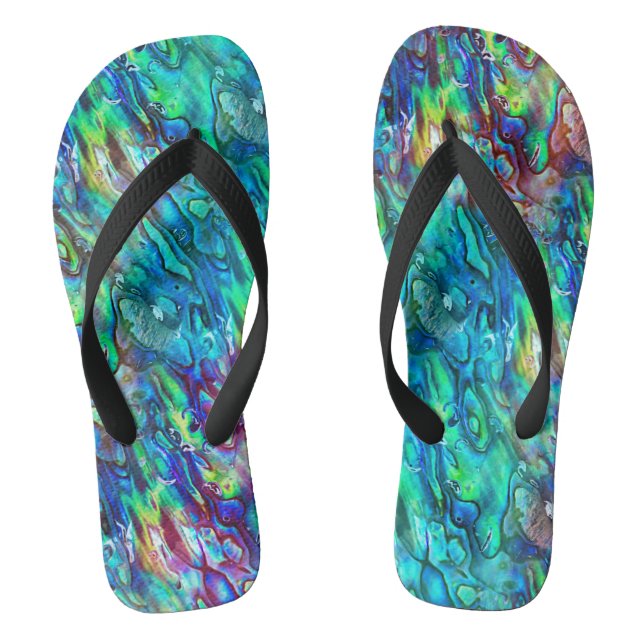 New Zealand Abalone Paua Shell Pattern 1 Thongs (Footbed)
