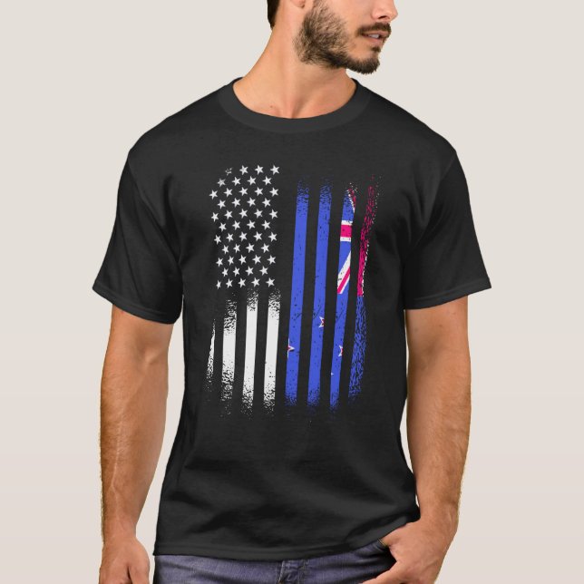 New Zealand American Patriot Grown Country USA Fla T-Shirt (Front)