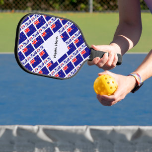 New Zealand and New Zealander Flag Tiled Your Name Pickleball Paddle