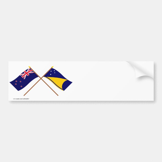New Zealand and Tokelau Crossed Flags Bumper Sticker (Front)