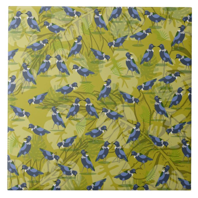 New Zealand / Aotearoa bird pattern Ceramic Tile (Front)