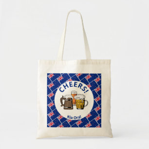 NEW ZEALAND Aotearoa Cartoon 3 Cheers  Kia Ora! Tote Bag