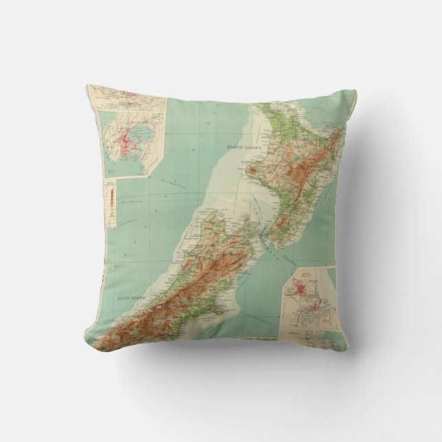 New Zealand Atlas Map Cushion (Front)
