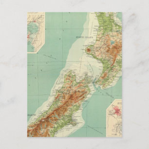 New Zealand Atlas Map Postcard