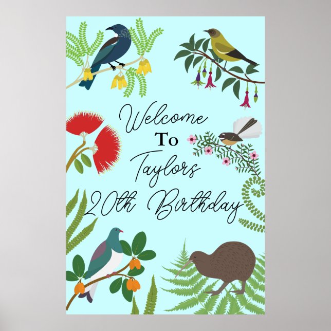 New Zealand Bird Birthday Welcome  Poster (Front)