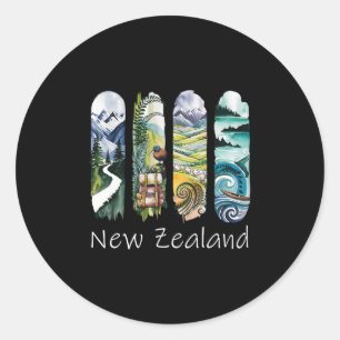 New Zealand Brushstroke Kiwi Vacation Souvenir New Classic Round Sticker