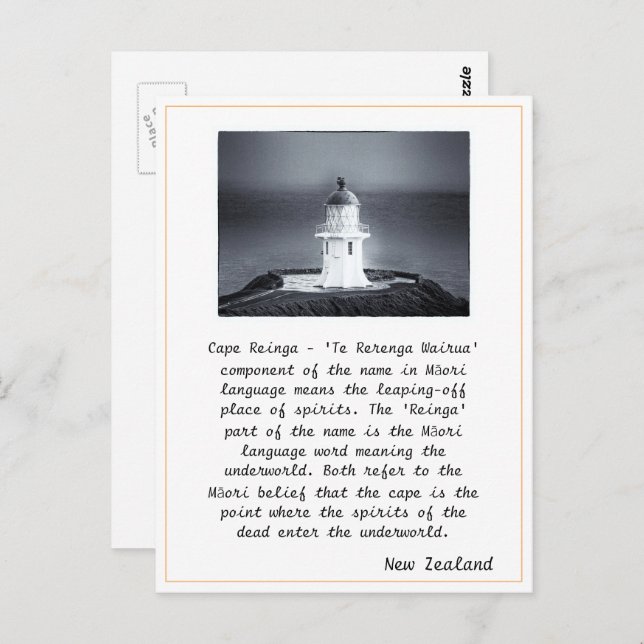 New Zealand - Cape Reinga Lighthouse / Maori tree Postcard (Front/Back)