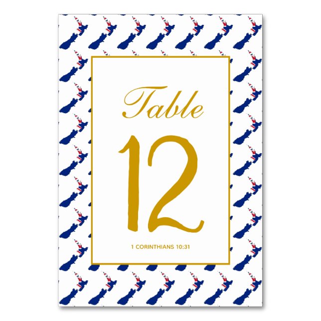 NEW ZEALAND Celebration Wedding Banquet Table Number (Front)