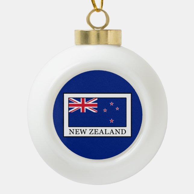 New Zealand Ceramic Ball Christmas Ornament (Front)
