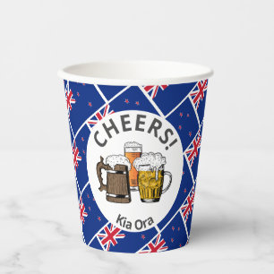 NEW ZEALAND Cheers Kia Ora Beer Paper Cups