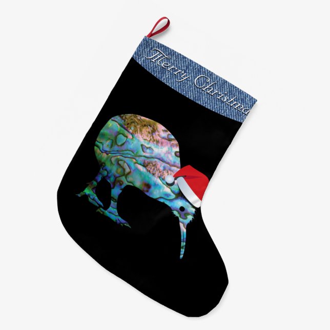 NEW ZEALAND CHRISTMAS KIWI PAUA LARGE CHRISTMAS STOCKING (Front (Hanging))
