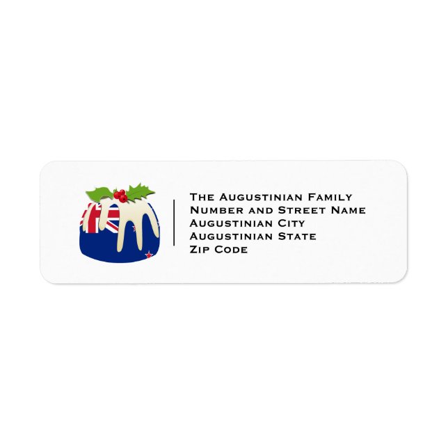 NEW ZEALAND | Christmas Pudding | Festive Address Return Address Label (Front)