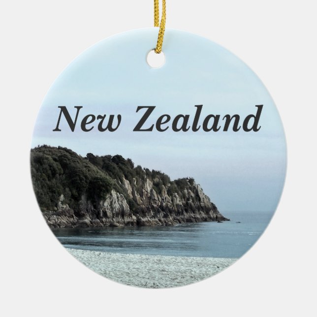 New Zealand Coast Ceramic Ornament (Front)