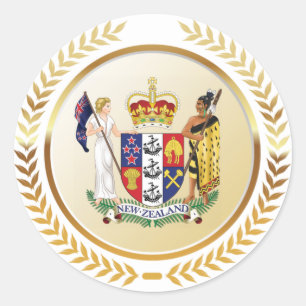 New Zealand Coat of Arms Classic Round Sticker