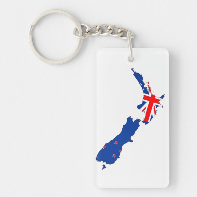 new zealand country flag map shape symbol key ring (Front)