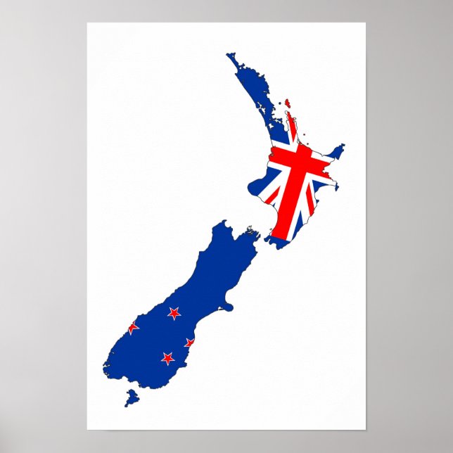 new zealand country flag map shape symbol poster (Front)