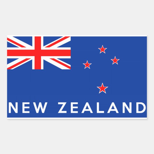 new zealand country flag symbol name text rectangular sticker (Front)