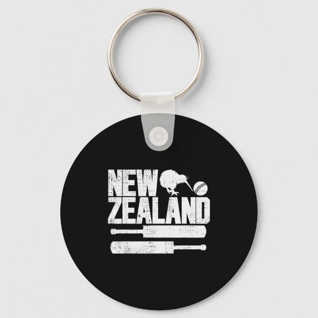 New Zealand Cricket (mr Kiwi And Mr Ball)  Key Ring (Front)