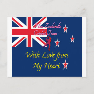 New Zealand Cricket Team Love From My Heart Art Postcard