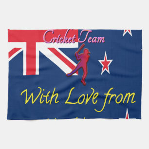 New Zealand Cricket Team: Love From My Heart Art Tea Towel