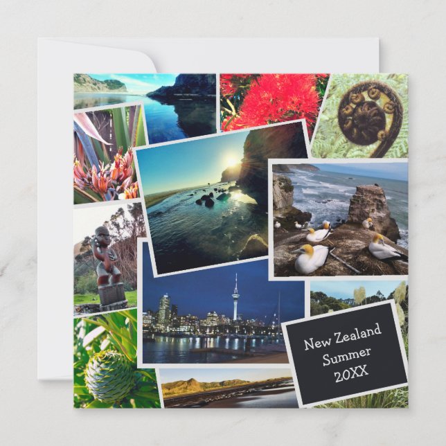 New Zealand Custom Photo Collage Square Card (Front)
