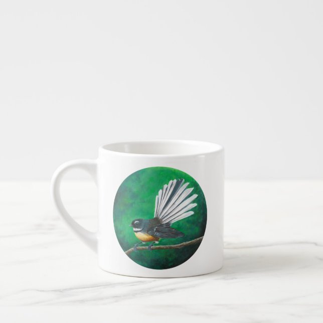 New Zealand fantail bird (piwakawaka) Espresso Cup (Left)
