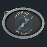 NEW ZEALAND FERN PAUA BELT BUCKLE<br><div class="desc">Classic New Zealand map - in the vibrant colors of the Paua shell.</div>