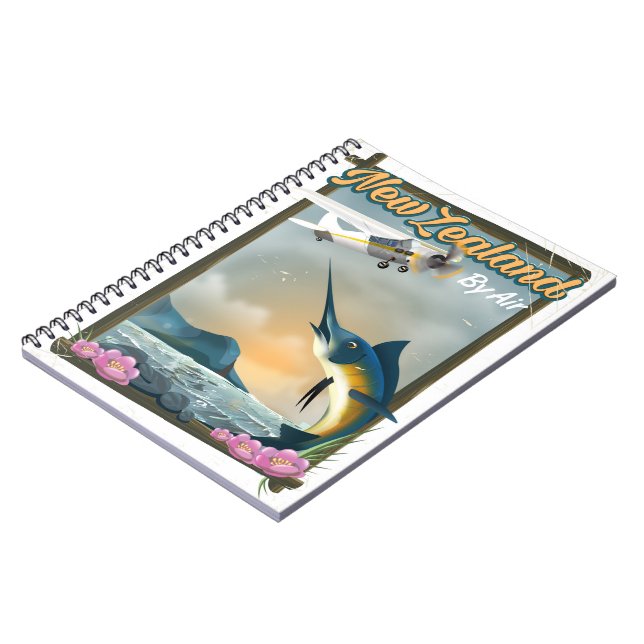 New Zealand Fishing travel poster Notebook (Left Side)