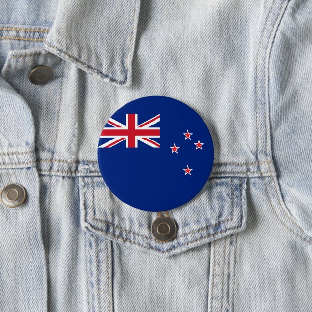 New Zealand flag 7.5 Cm Round Badge (In Situ)
