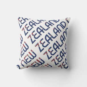 New Zealand Flag Colours Typography Souvenir Outdoor Cushion