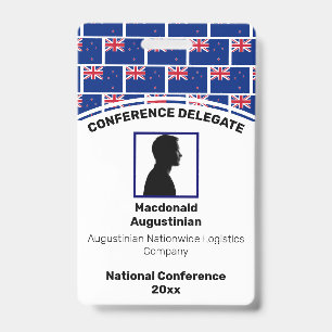 NEW ZEALAND FLAG Customised Logo Photo ID Name Badge