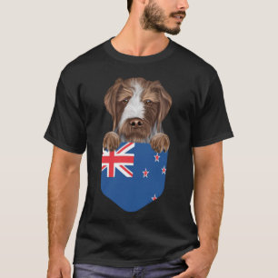 New Zealand Flag German Wirehaired Pointer Dog In T-Shirt