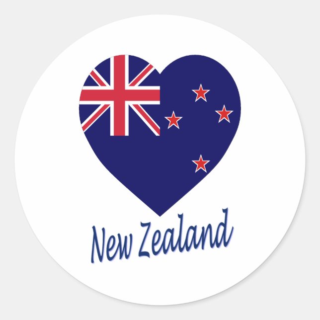 New Zealand Flag Heart Classic Round Sticker (Front)