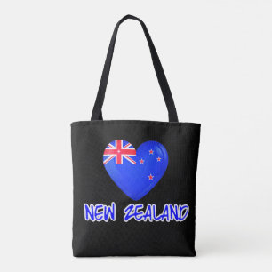 New Zealand Flag Heart Modern Tote Bag