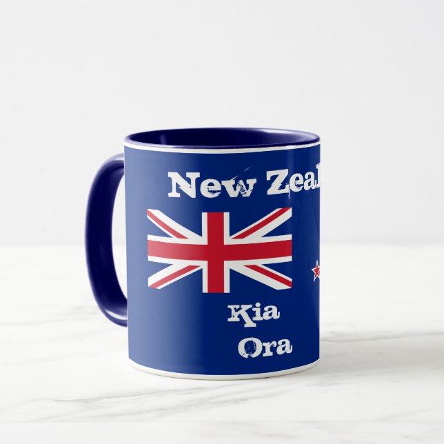 New Zealand Flag & Kia Ora coffee mug / Zealand (Front Left)