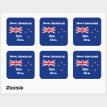 New Zealand flag & Kia Ora fashion sticker /sports<br><div class="desc">STICKERS (Square): New Zealand Flag & Kia Ora greeting,  New Zealand - love my country,  travel,  holiday,  letter seals,  national patriots / sports fans</div>