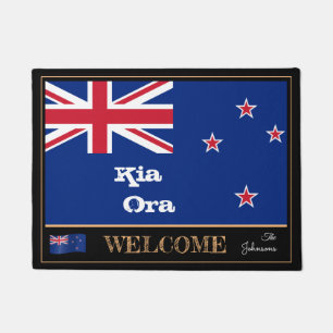 New Zealand Flag & Kia Ora house mat /rugby sports