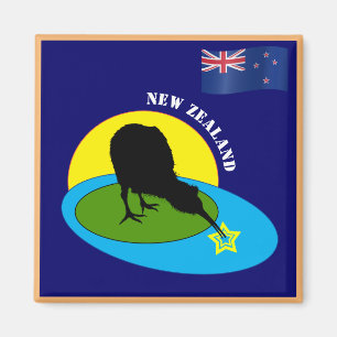 New Zealand Flag & Kiwi Bird travel, holiday /Bro Magnet