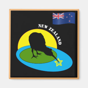 New Zealand Flag & Kiwi Bird travel, holiday /Bro Magnet