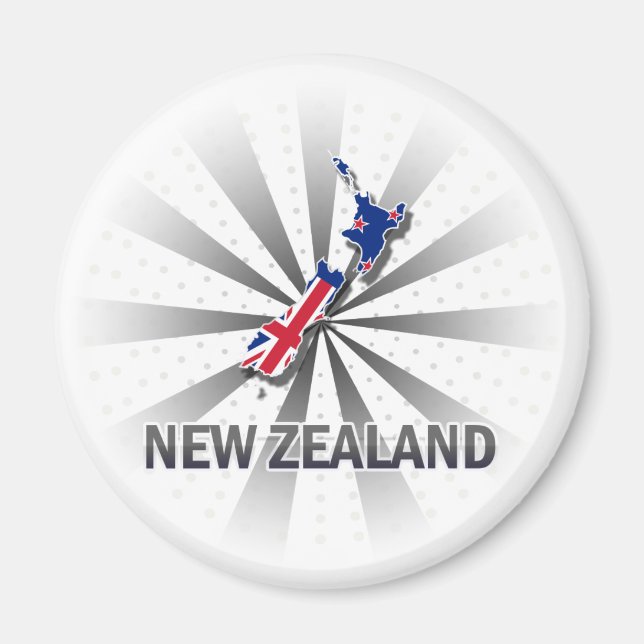New Zealand Flag Map 2.0 Magnet (Front)