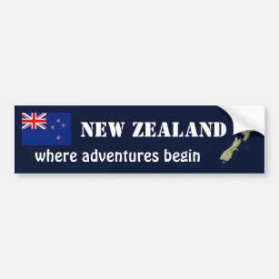 New Zealand Flag + Map Bumper Sticker