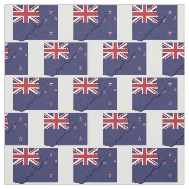 NEW ZEALAND Flag Map Outline Fabric (Swatch)