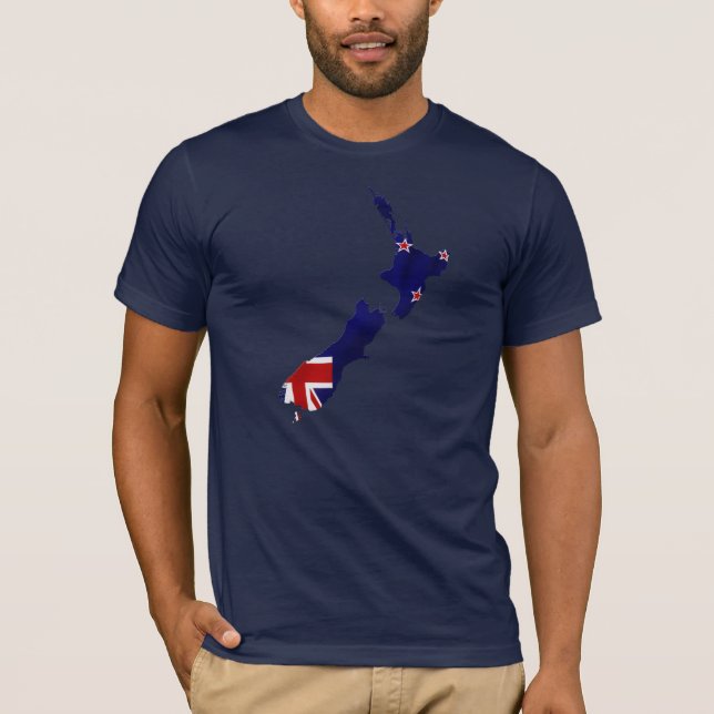 New Zealand Flag Map T-Shirt (Front)