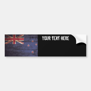 New Zealand Flag on Old Wood Grain Bumper Sticker