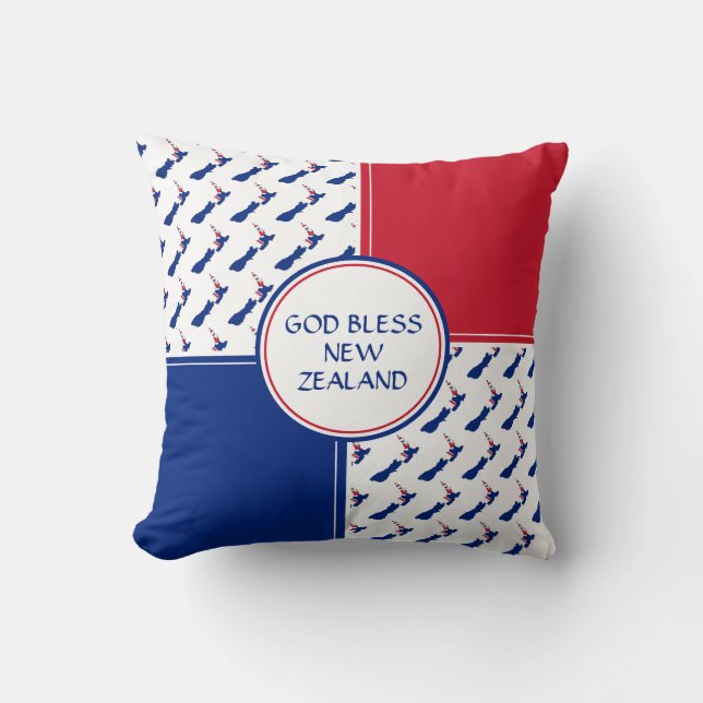 NEW ZEALAND FLAG Patriotic God Bless Cushion (Front)