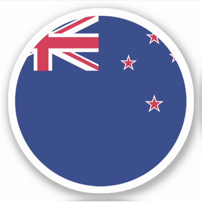 New Zealand Flag Round Sticker (Front)