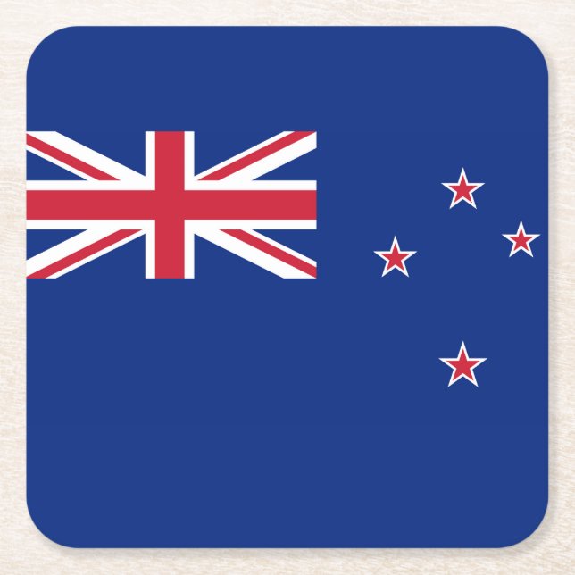 New Zealand Flag Square Paper Coaster (Front)