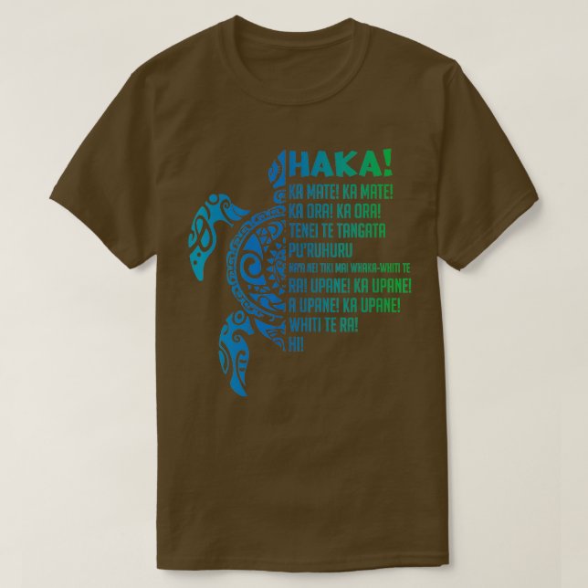 New Zealand Haka Ka Mate Song urtle Rugby Maori  T-Shirt (Design Front)