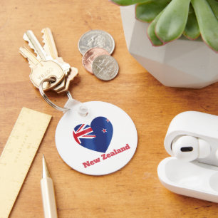 New Zealand Heart Flag Key Ring