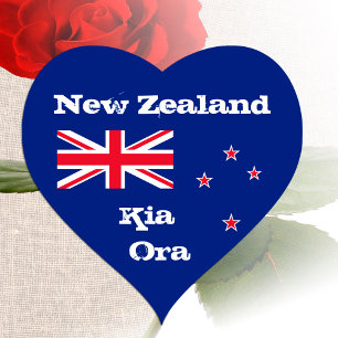 New Zealand Heart, Kia Ora, New Zealand Flag Heart Sticker